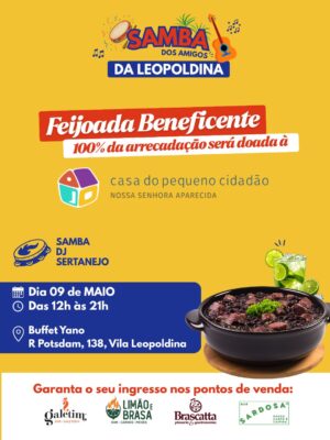 Feijoada beneficente na Vila Leopoldina com arrecadação para a Casa do Pequeno Cidadão